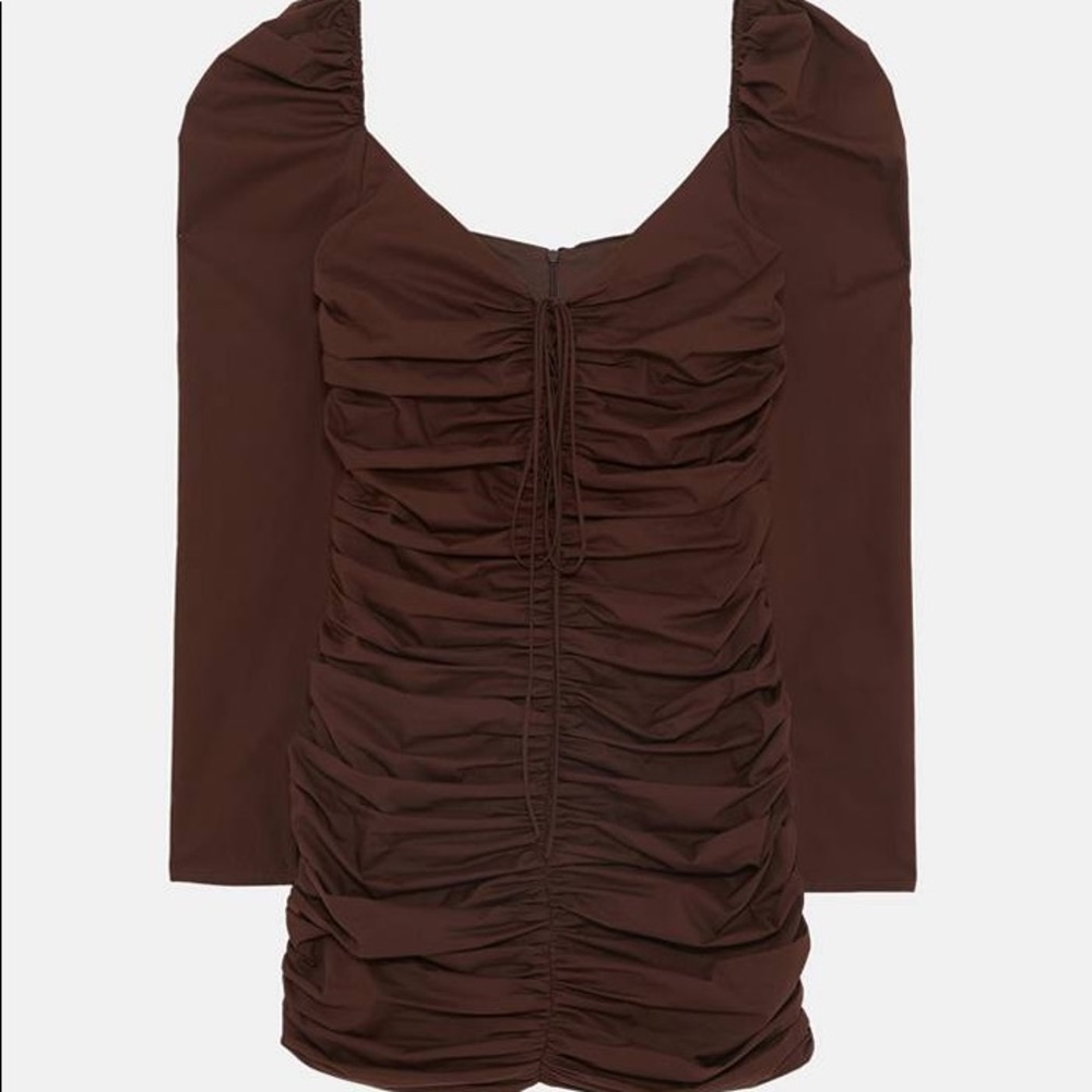 ZARA CHOCOLATE RUCHED MINI DRESS - Picture 5 of 6